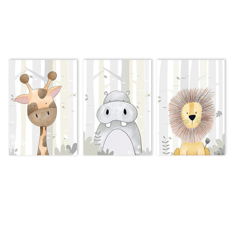 Poster Infantil Animais – Safari Dreams | Arte para Quarto de Bebé | Sem Moldura