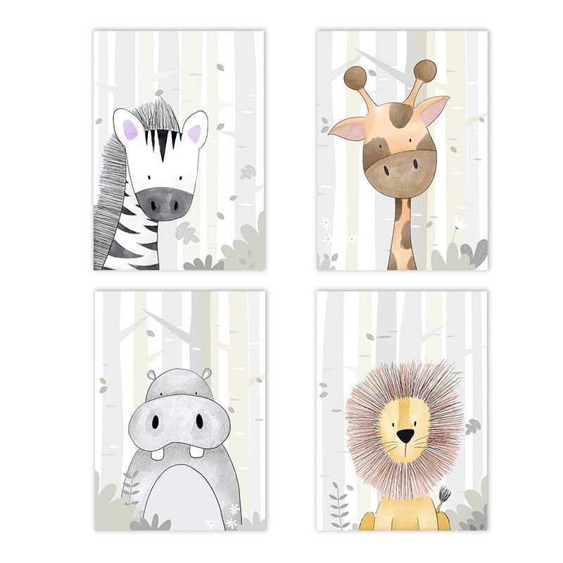 Poster Infantil Animais – Safari Dreams | Arte para Quarto de Bebé | Sem Moldura