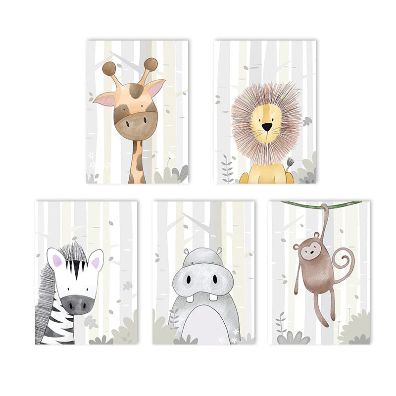 Poster Infantil Animais – Safari Dreams | Arte para Quarto de Bebé | Sem Moldura