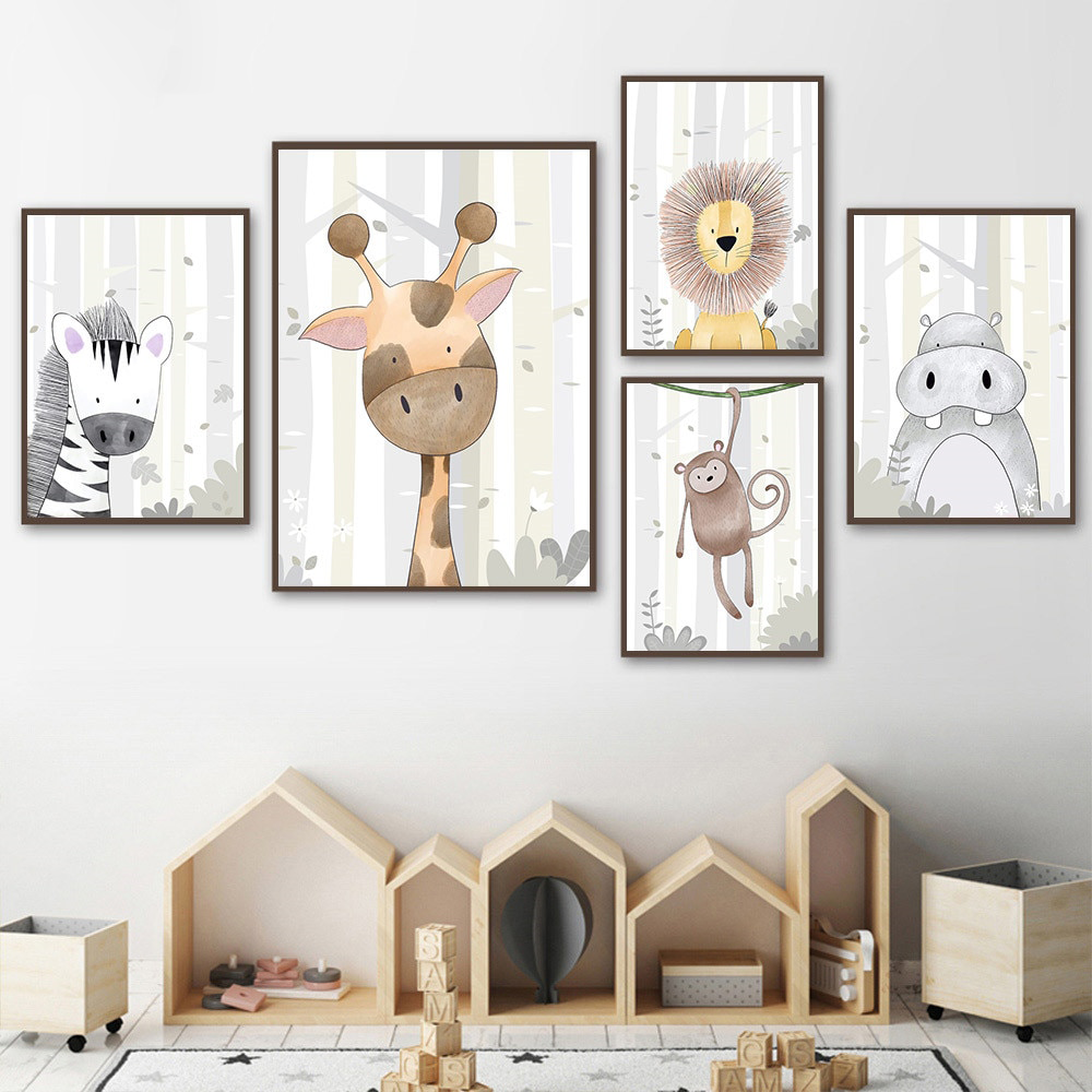 Poster Infantil Animais – Safari Dreams | Arte para Quarto de Bebé | Sem Moldura