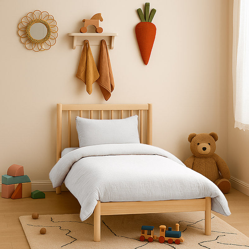 housse de couette en coton bio blanc bebe gots papate enfant