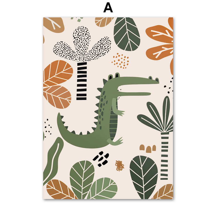 Poster Safari Abenteuer Löwe Giraffe I Kinderzimmer Wandbilder I Spielzimmer Dekoration I  Wand Deko Print I ohne Rahmen