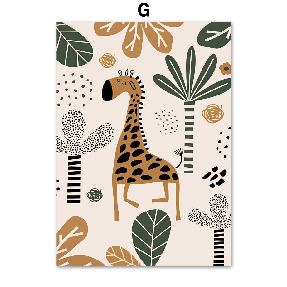 Poster Safari Abenteuer Löwe Giraffe I Kinderzimmer Wandbilder I Spielzimmer Dekoration I  Wand Deko Print I ohne Rahmen