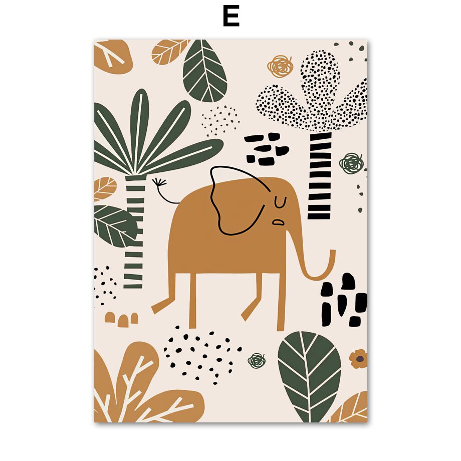 Poster Safari Abenteuer Löwe Giraffe I Kinderzimmer Wandbilder I Spielzimmer Dekoration I  Wand Deko Print I ohne Rahmen