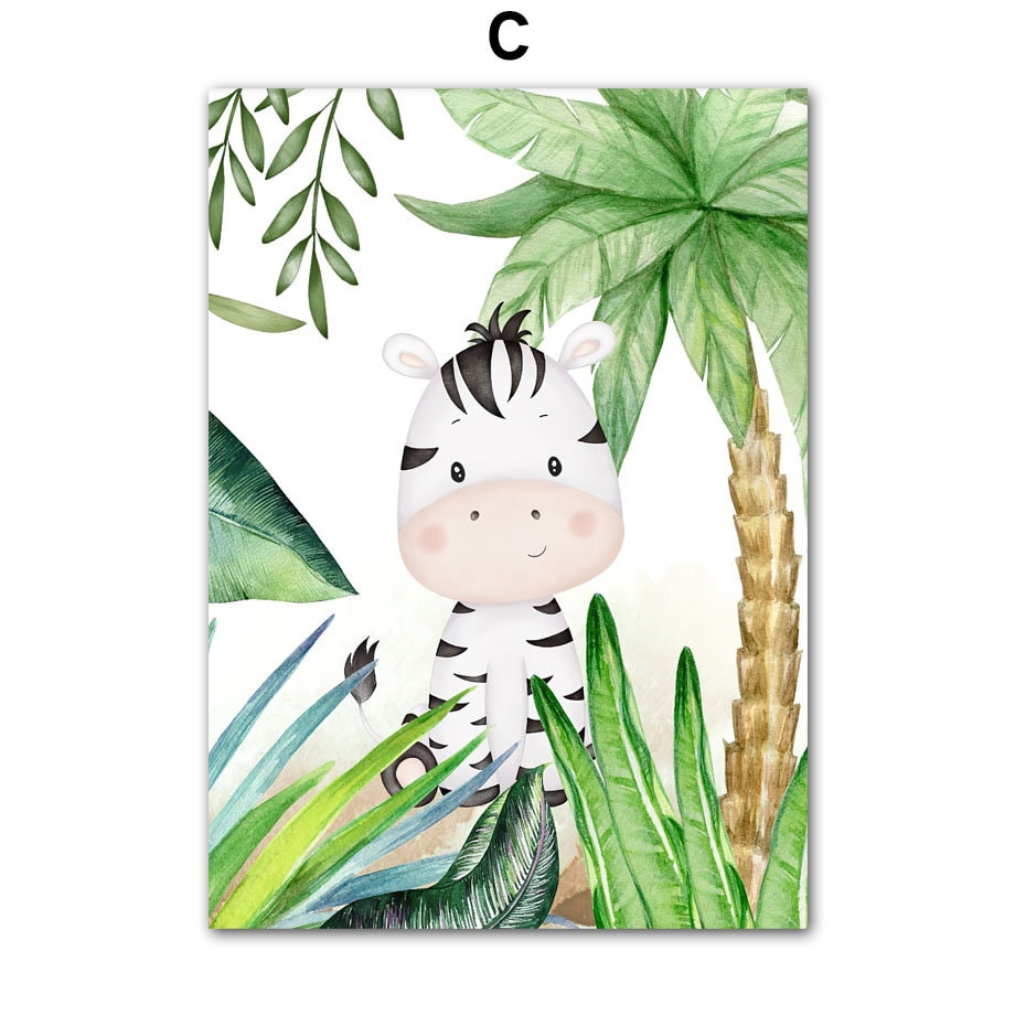 Poster Infantil Animais & Árvores – Safari Dreams | Arte para Quarto de Bebé | Sem Moldura