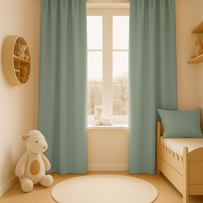 rideau enfant gaze coton bio vert biologique GOTS chambre long